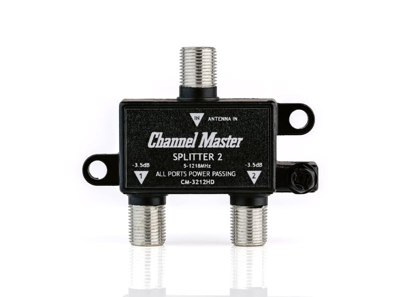 Channel Master Splitter 2 | 2-Way Splitter Distributes Digital HDTV Antenna Signal to 2 TVs, One Input and Two Outputs, Power Passing for Preamplifiers and Boosters, Low-Loss Design, Indoor/Outdoor - Image 1